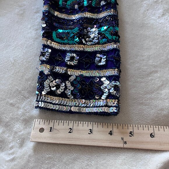 New Vtg Holiday Evening Cocktail Jacket M Retro Sequin Beaded - Picture 8 of 12